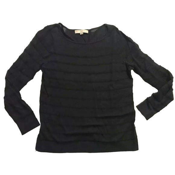 Ann Taylor Loft Pullover Light Sweater Small S Black Peter Pan Ribbed Lot Of 2 - Picture 2 of 11